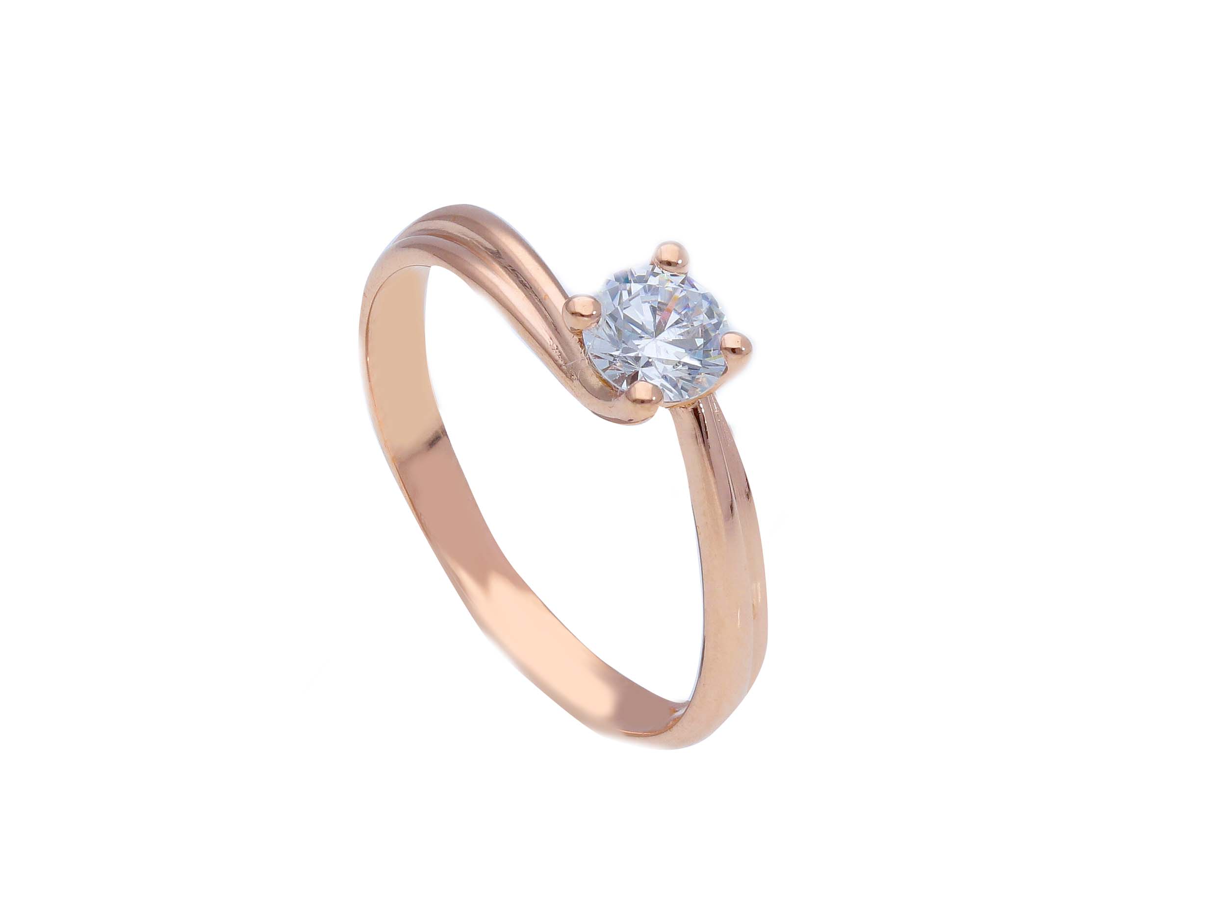 Single stone k9 rose gold ring with zirkon (S258103))